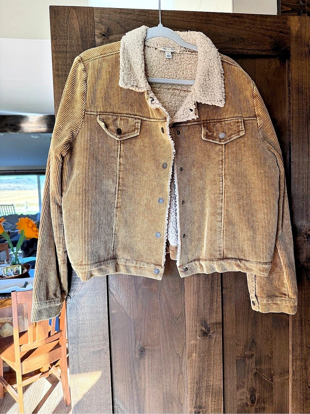 She & Sky Corduroy Sherpa Jacket in Brown Size Large